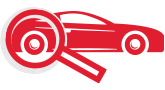 Car icon with magnifying glass